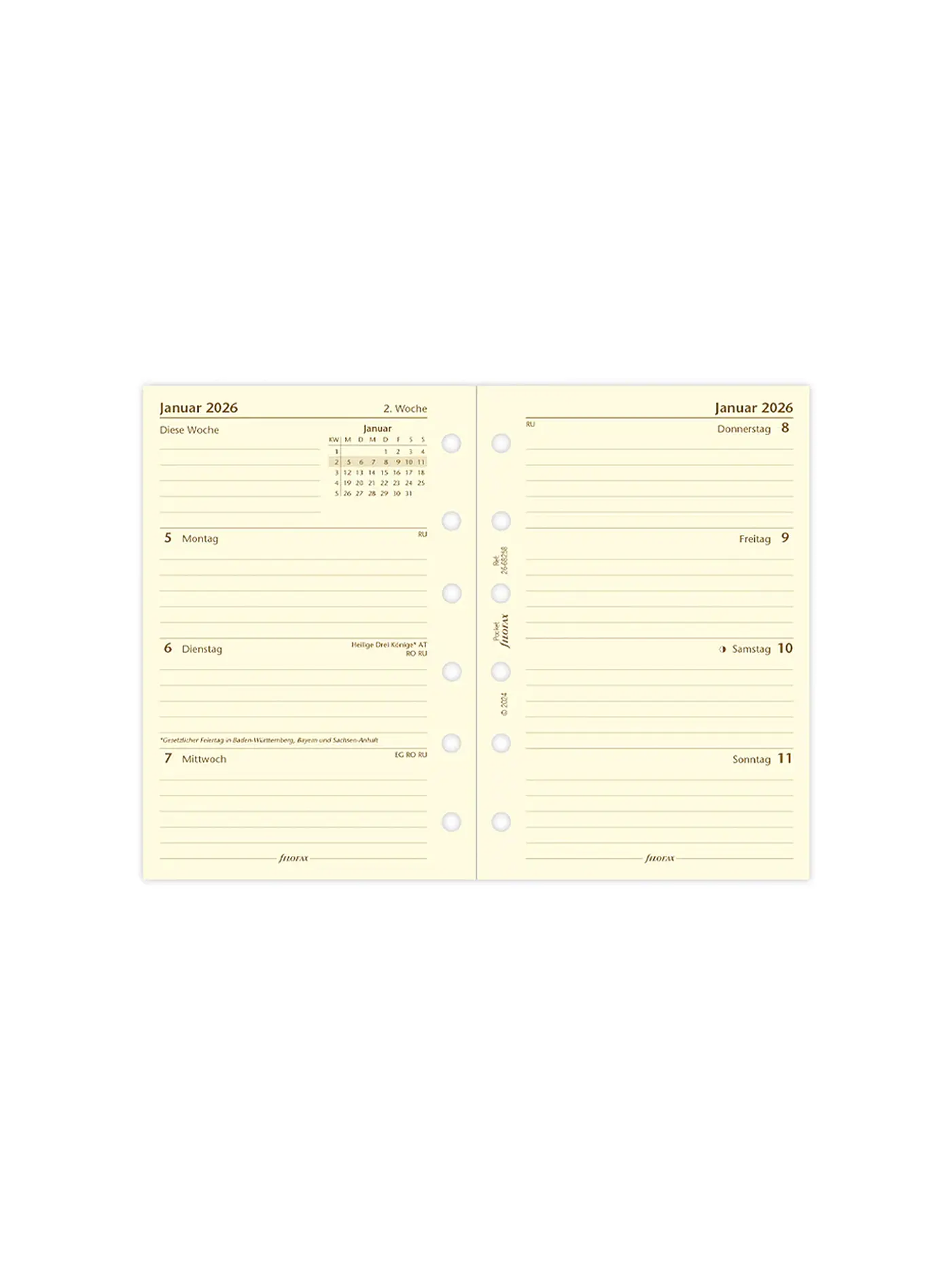 FILOFAX | Kalendereinlage Pocket Woche 2026 Deutsch | 